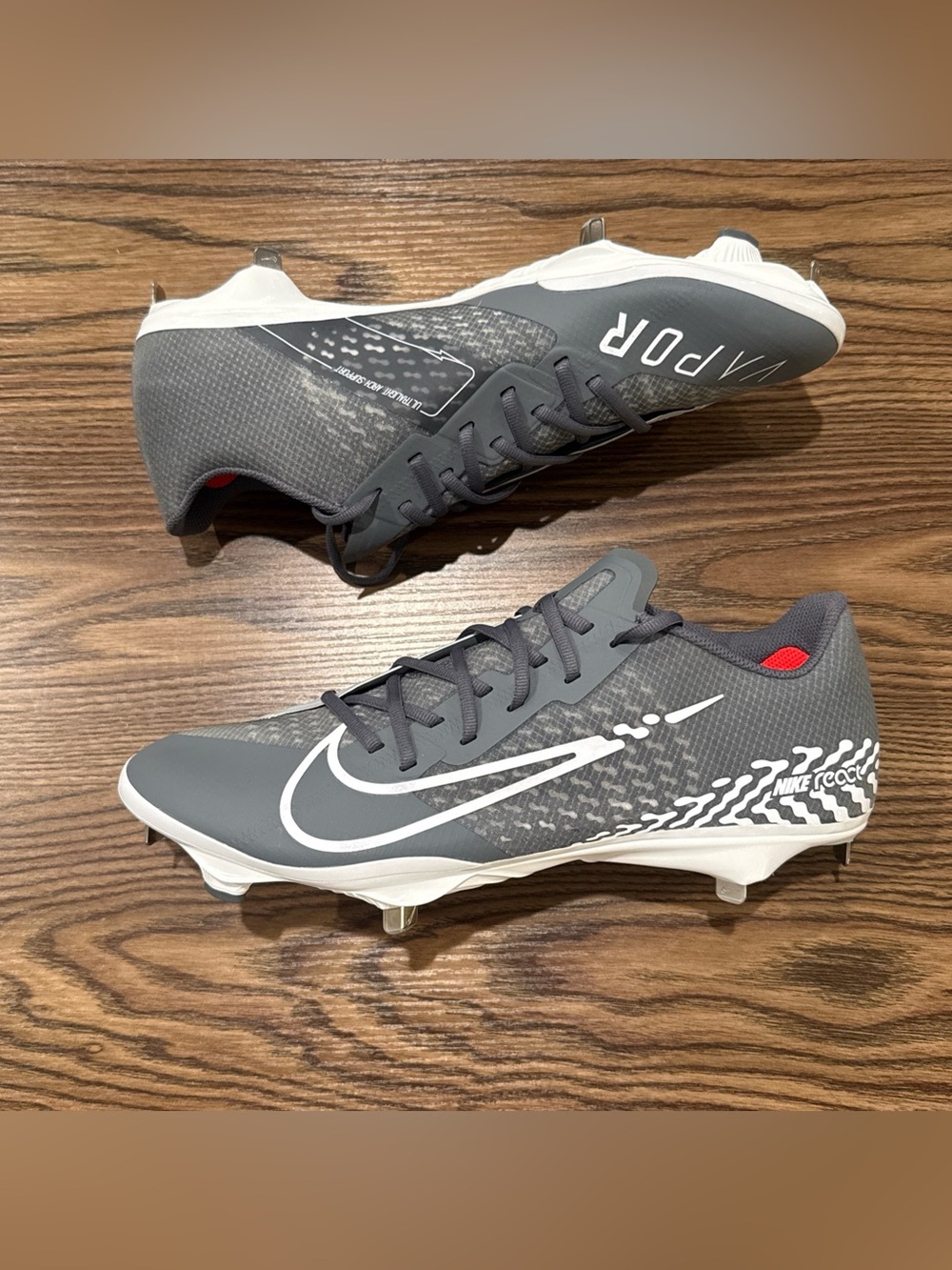 Size 11 Nike React Vapor Ultrafly Elite 4 Grey Baseball Cleats DA0701-002 NEW